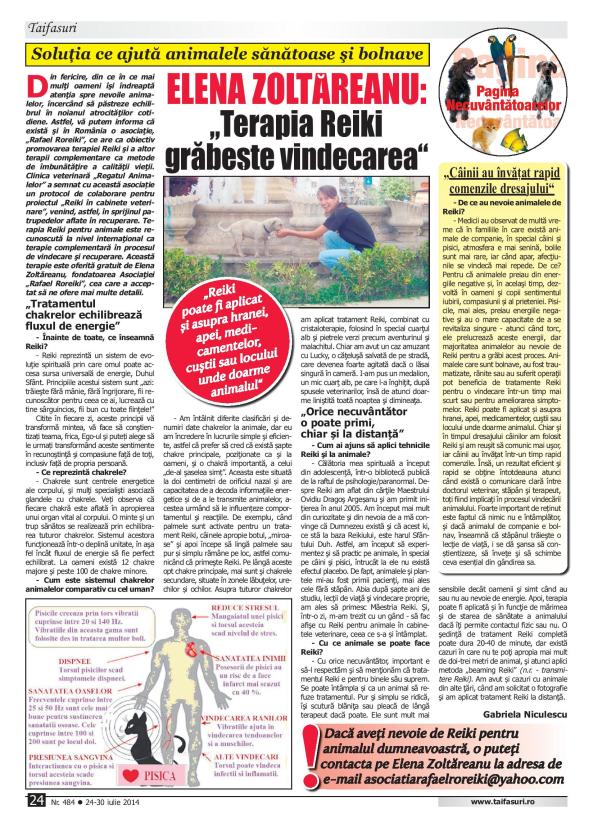 Interviu Reiki pentru animale Revista Taifasuri 24 iulie 2014-page-001